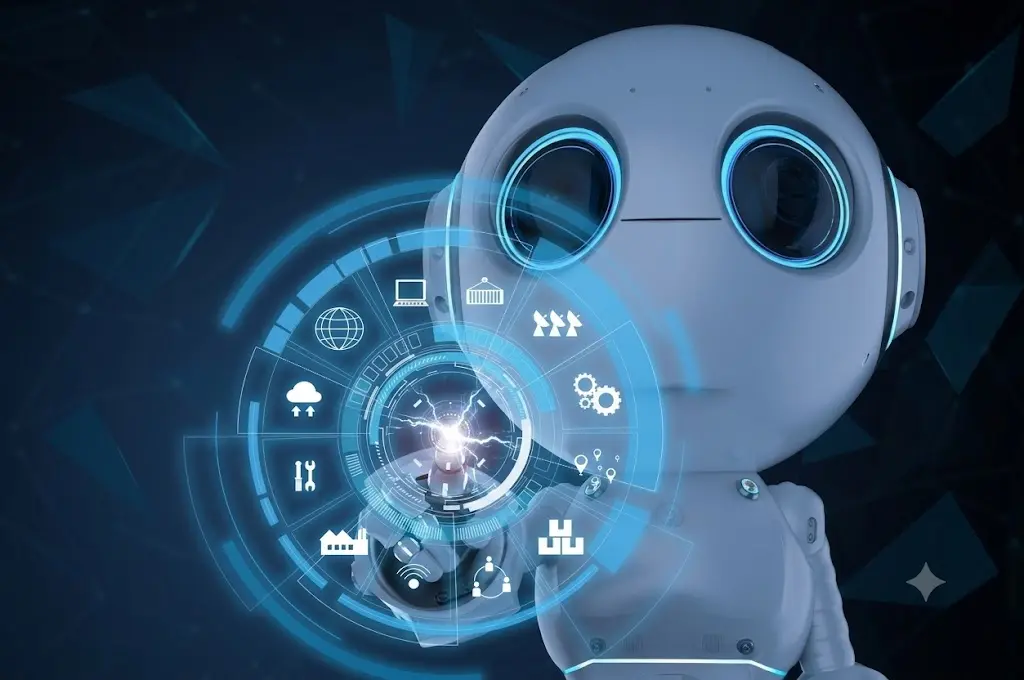 AI robot face illustration